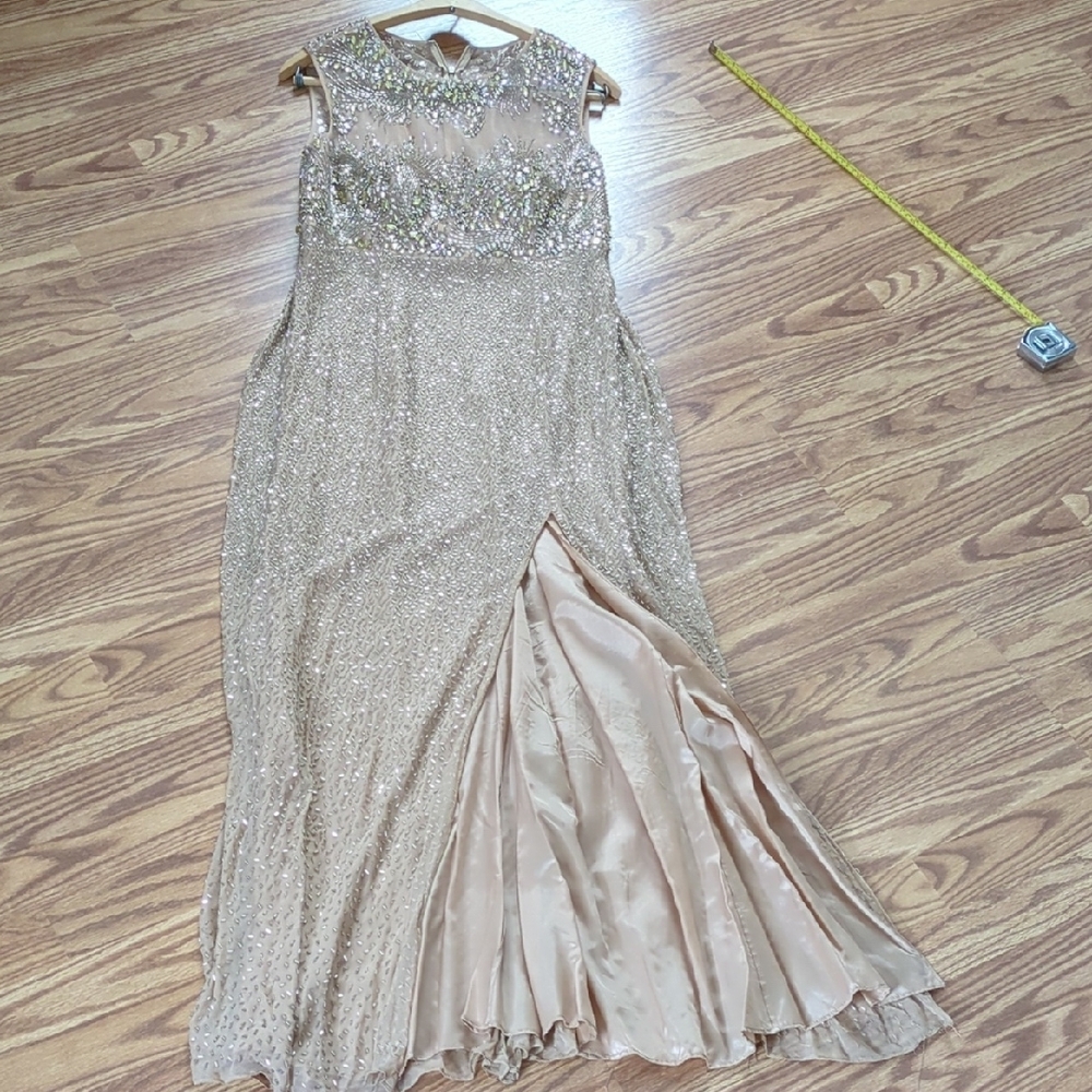 Jovani Gold Sequin Asymmetrical Prom Dress